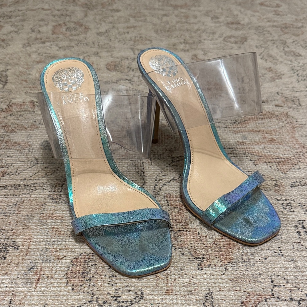 Vince Camuto Metallic Clear Heels Size 8.5